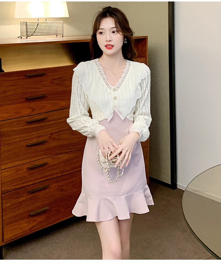 【dress】Vネックマーメイドワンピース G20324