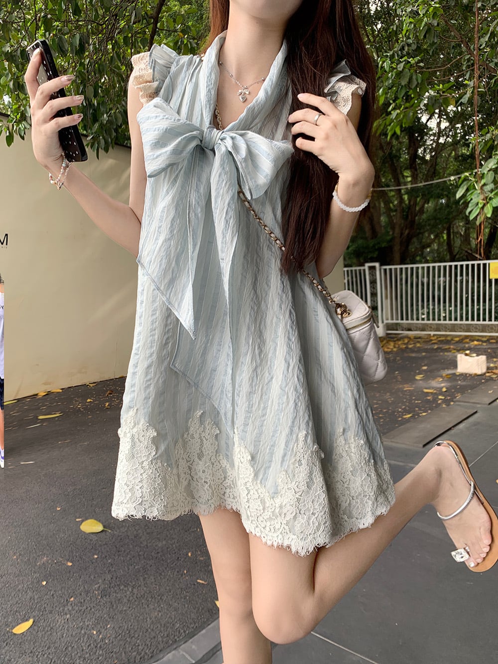 【dress】レースリボン付きワンピース　M25059