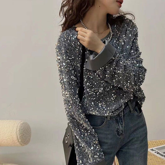 【tops】ラウンドネック長袖パーカーF7987