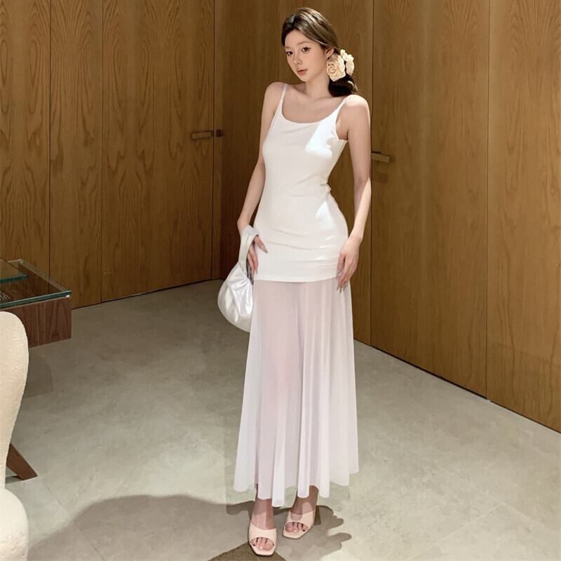 【dress】チュールコンビキャミワンピース　M29737