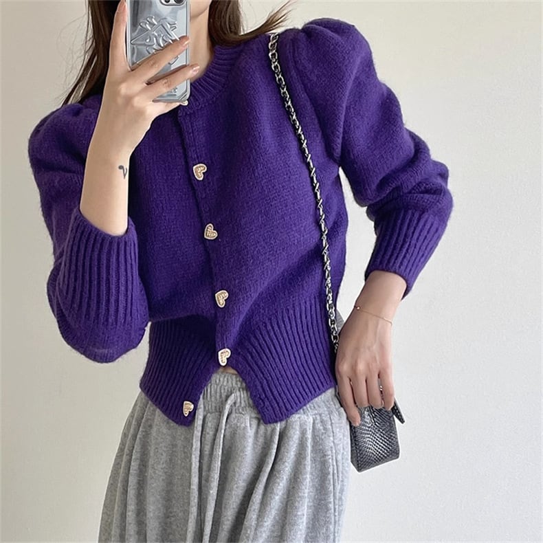 【outer】パフスリーブニットカーデ　M26743