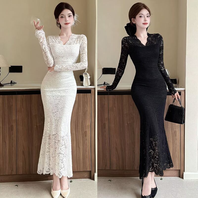 【dress】レースマーメイドワンピース　M28027