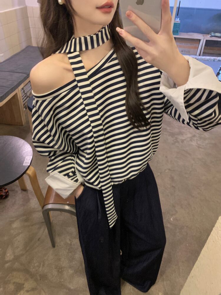 【tops】切り替え長袖Tシャツ　M29576