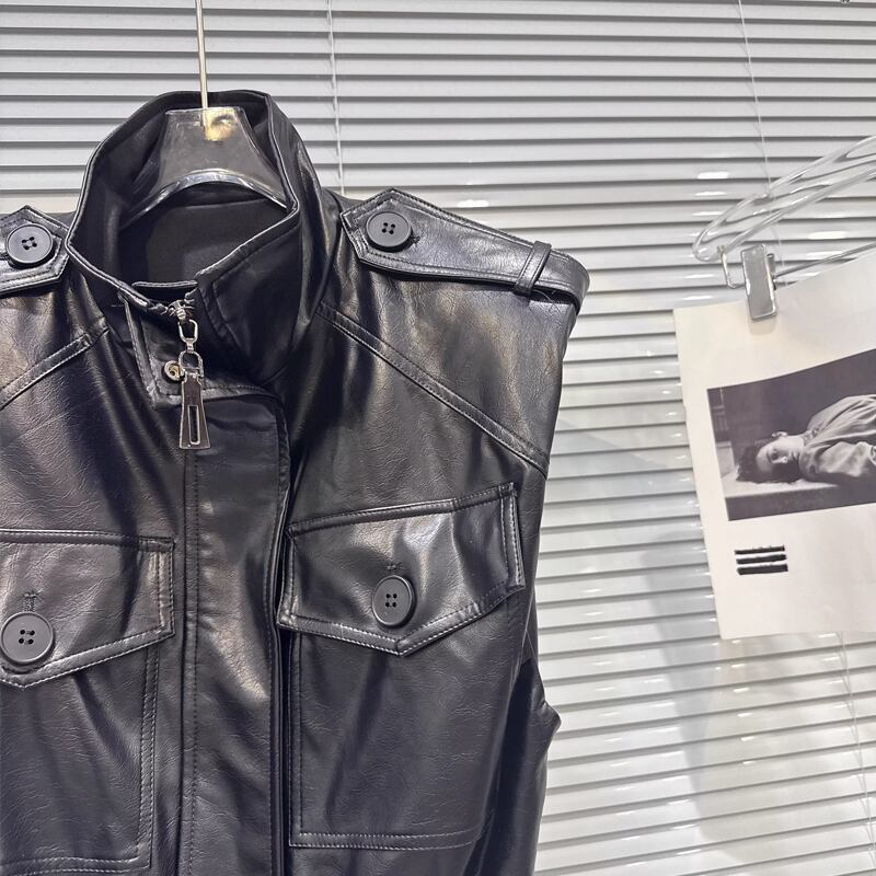 【outer】ロングPUベスト Q7746