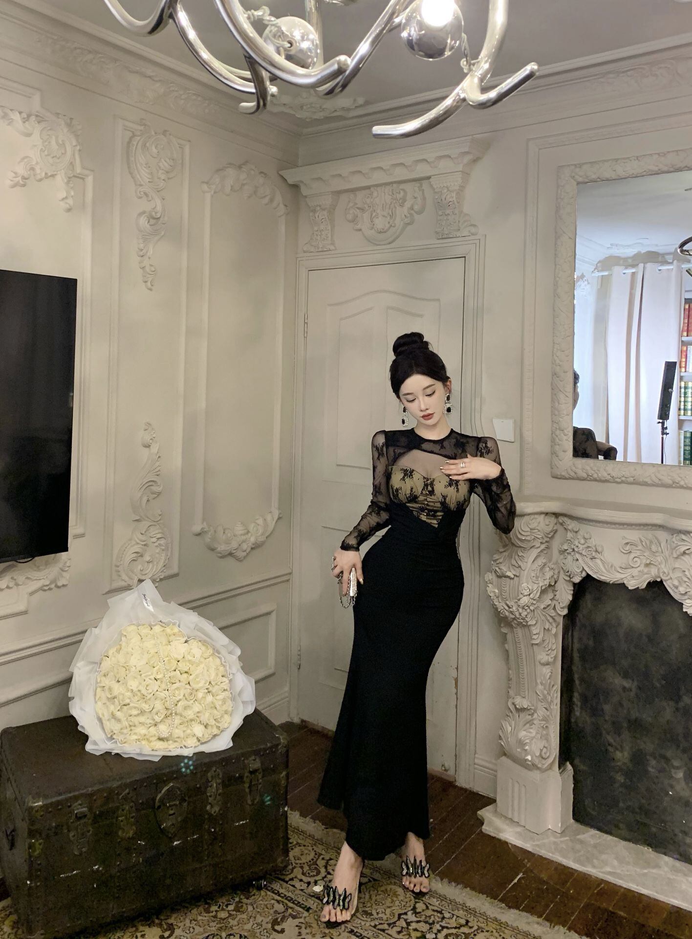 【dress】レース切り替えマーメイドワンピース G21514