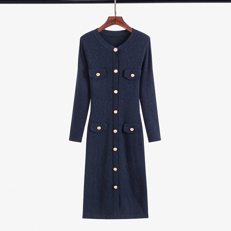 【dress】ボタンデザインニットワンピース　M28382