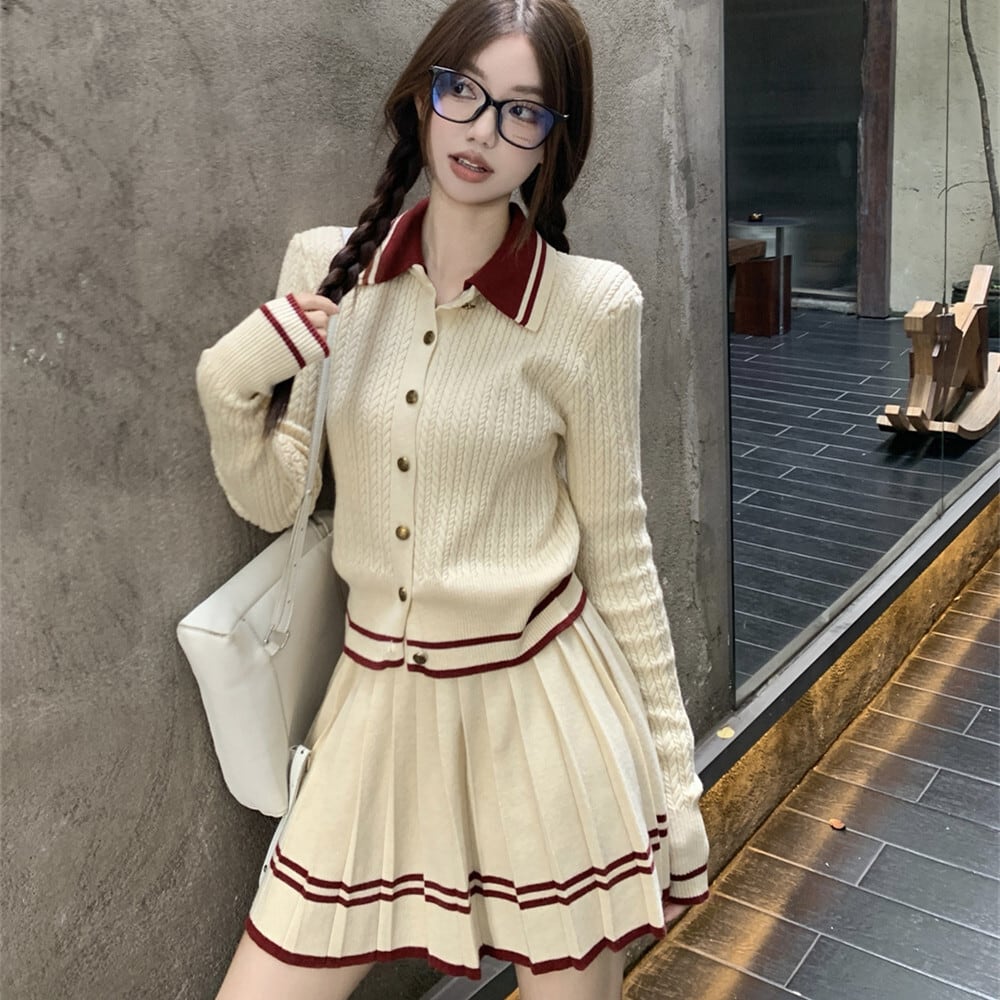 【set】ニットカーデ×スカートセット　M26042