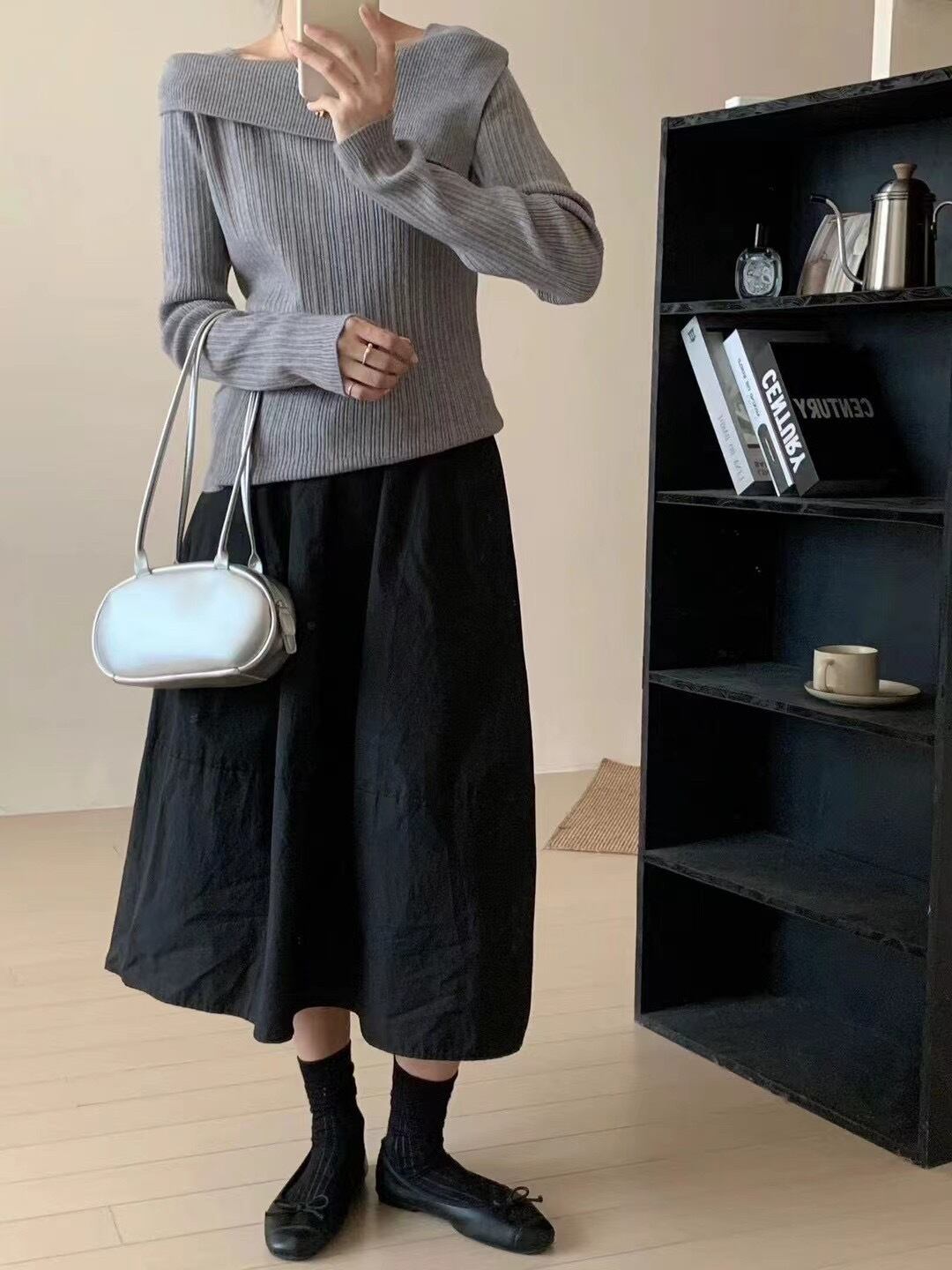 【tops】ボートネックニットトップス　M18096