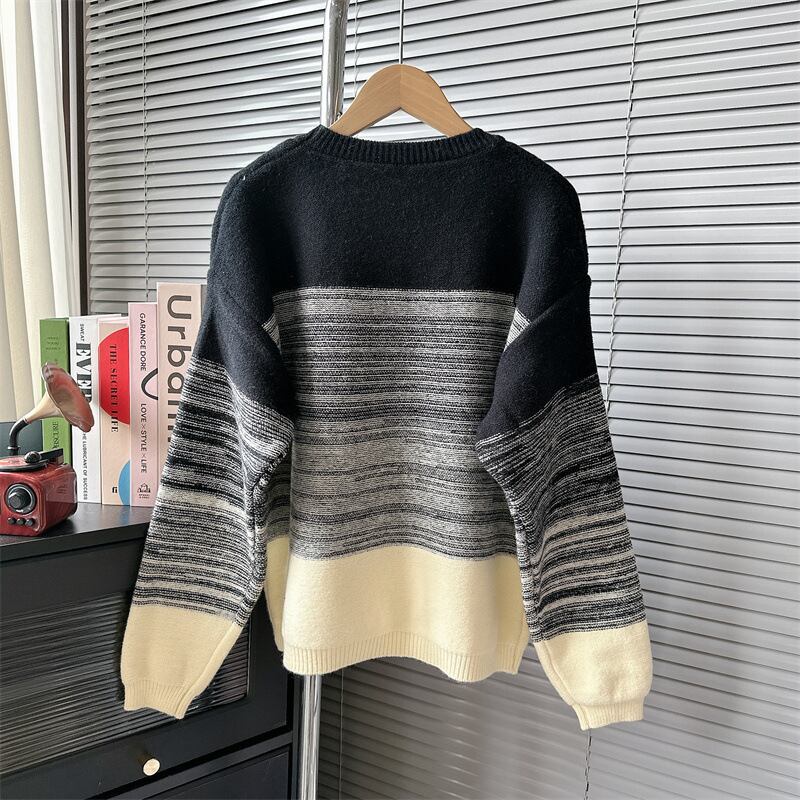 【tops】ボーダー柄ニットセーター　M18678