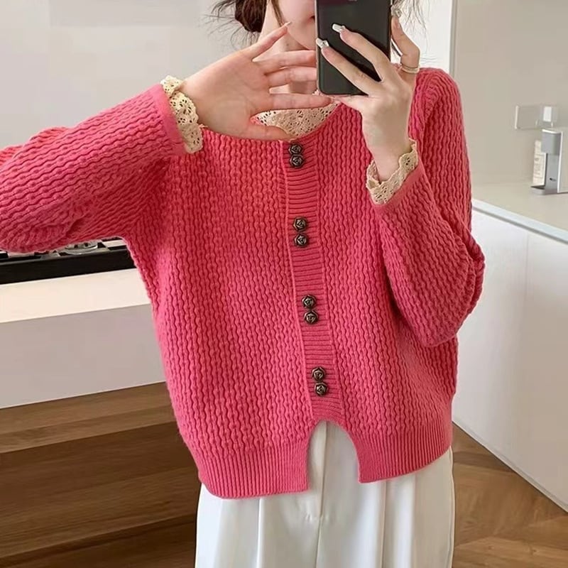 【outer】レースニットカーデ　M25919