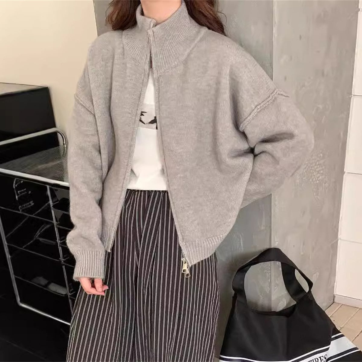 【outer】Wジップニットカーデ　M25985