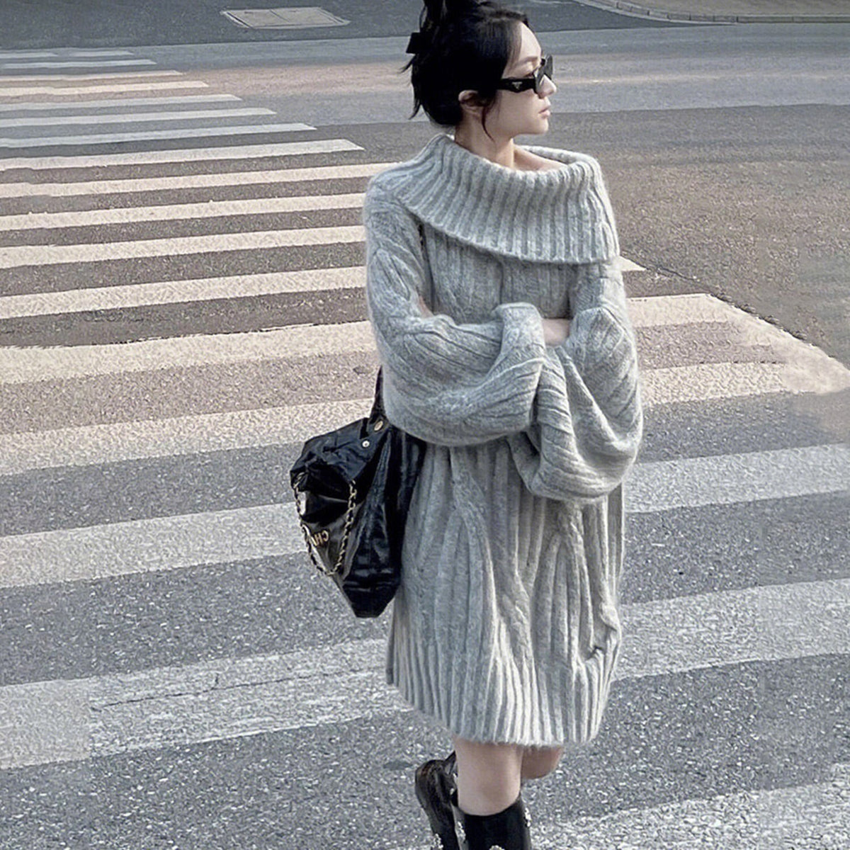 【dress】オフショルダーニットワンピース 　N2152