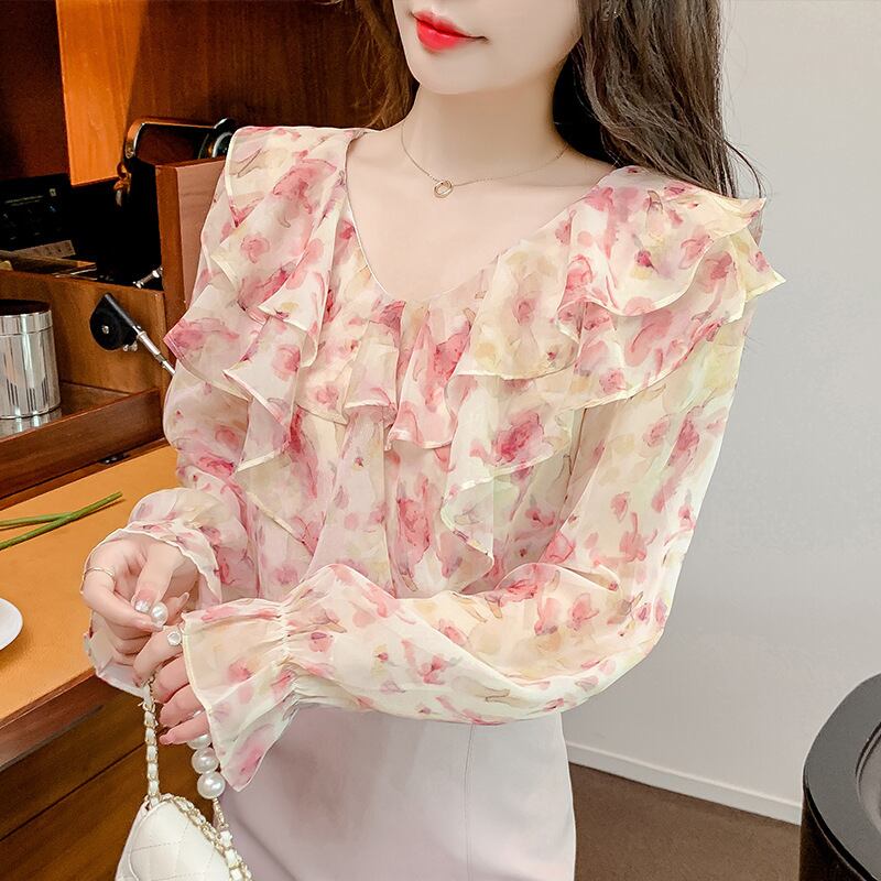 【tops】花柄シャツトップス　M18479