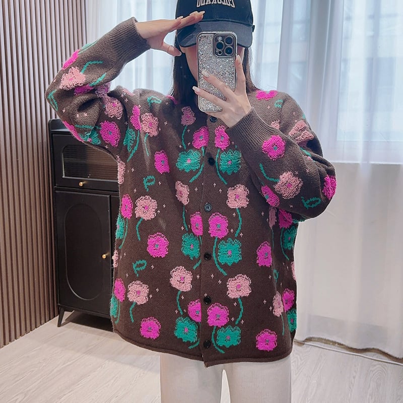 【outer】刺繍ニットカーデ　M25869