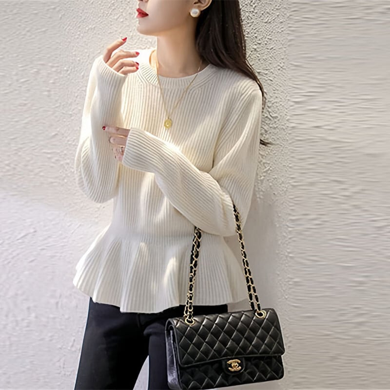 【tops】フリルニットセーター　M25419