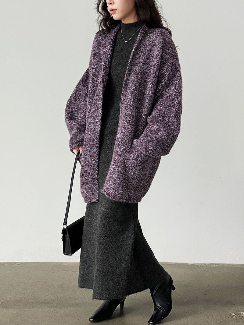 【outer】ロングニットカーディガン Q7301