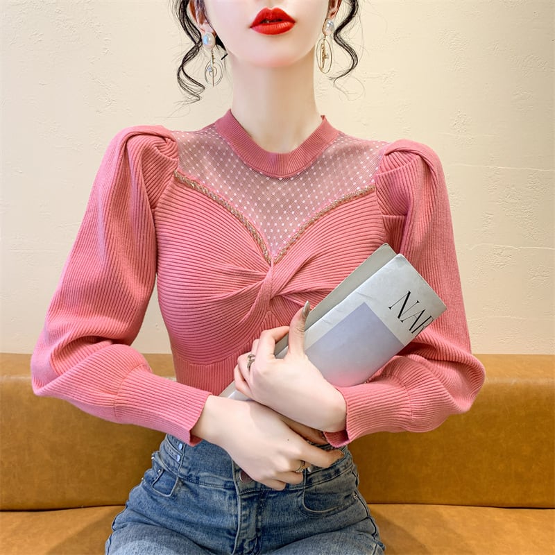 【tops】ビジュードッキングニットトップス　M27771