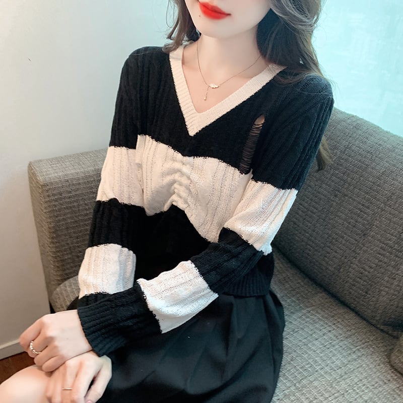【tops】カットワークニットセーター　M25768