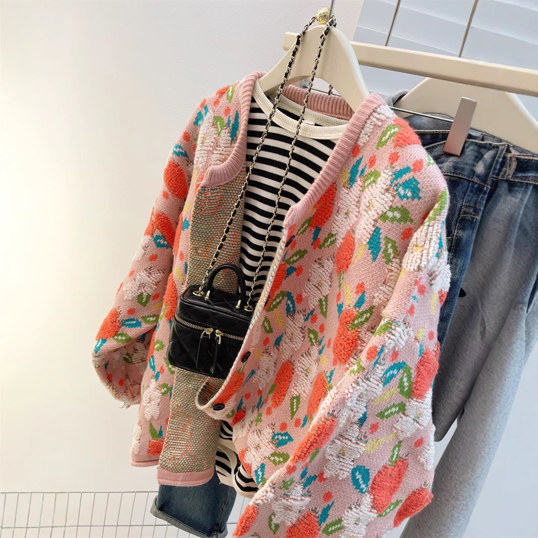 【outer】ジャカードニットカーデ　M28918