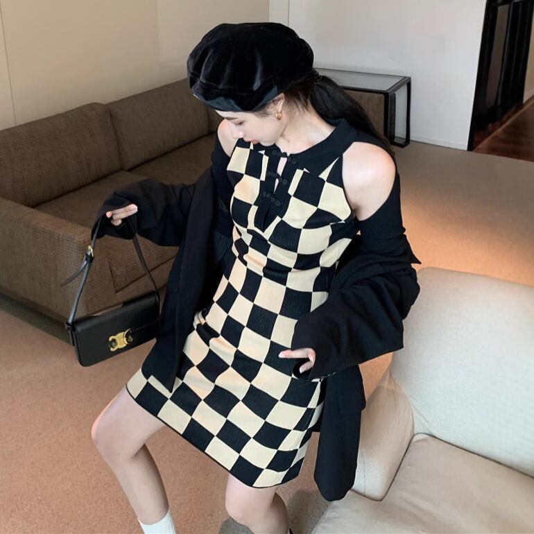 【dress】切り替えニットワンピース　M28574