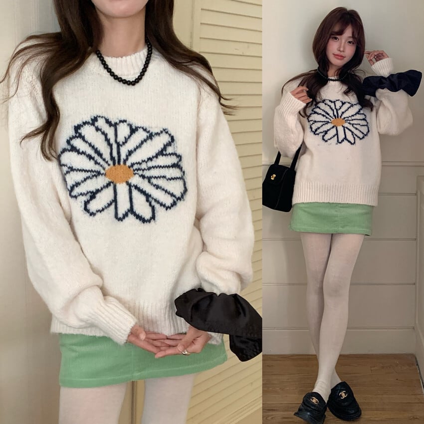 【tops】刺繍ニットセーター　M28269