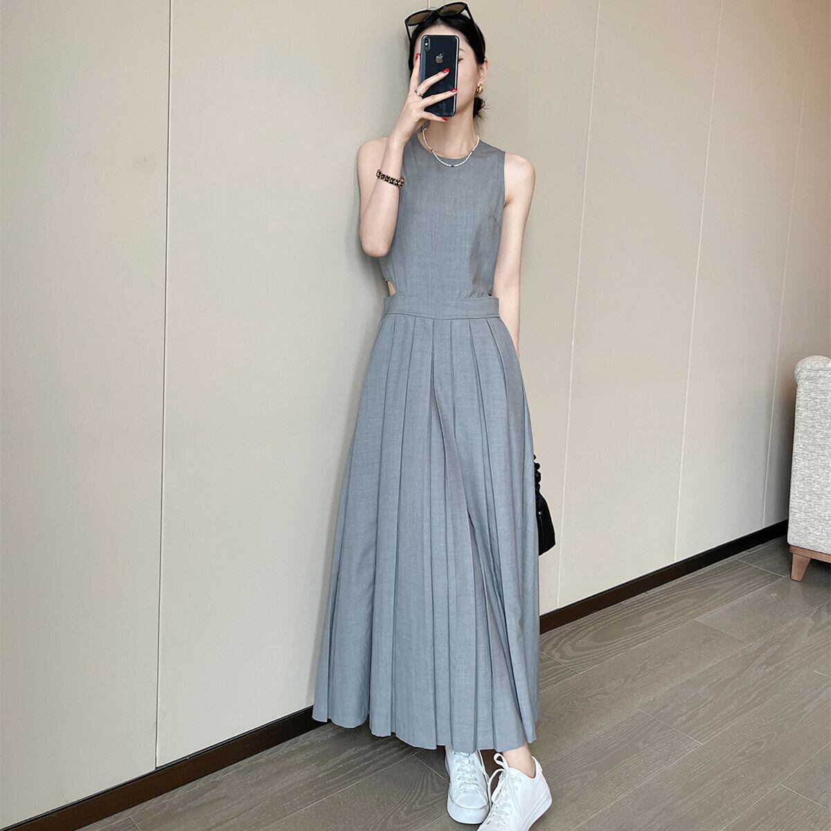 【dress】ウエストカットプリーツワンピース　N2993