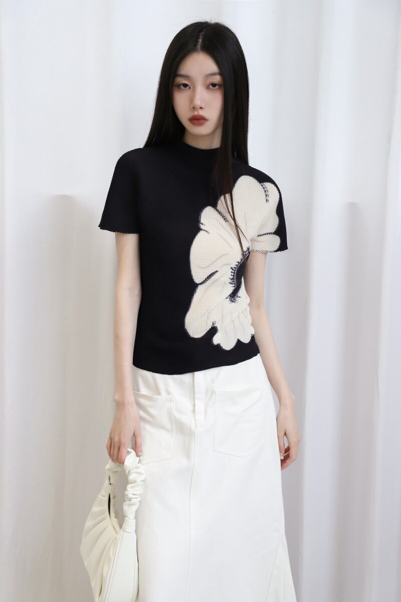 【tops】ハーフネックギャザーTシャツG20184