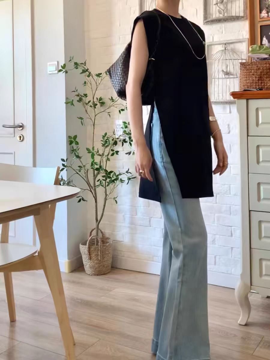 【tops】ノースリーブスリットタンクトップF7539