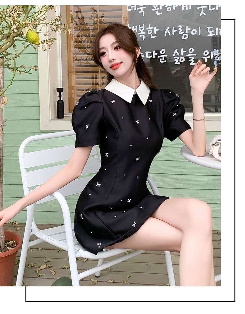 【dress】ビーズパフスリーブワンピース G21107