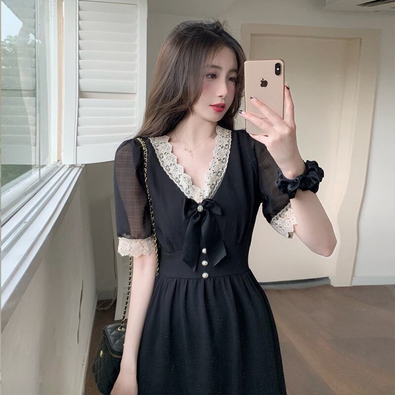 【dress】Vネックレースデートワンピース G20928