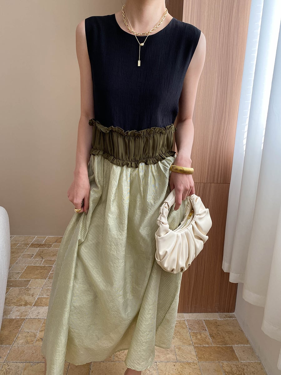 【dress】ノースリーブドッキングワンピース　M29950