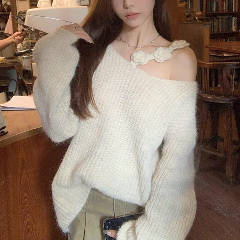 【tops】オフショルダーニットセーター　M27478