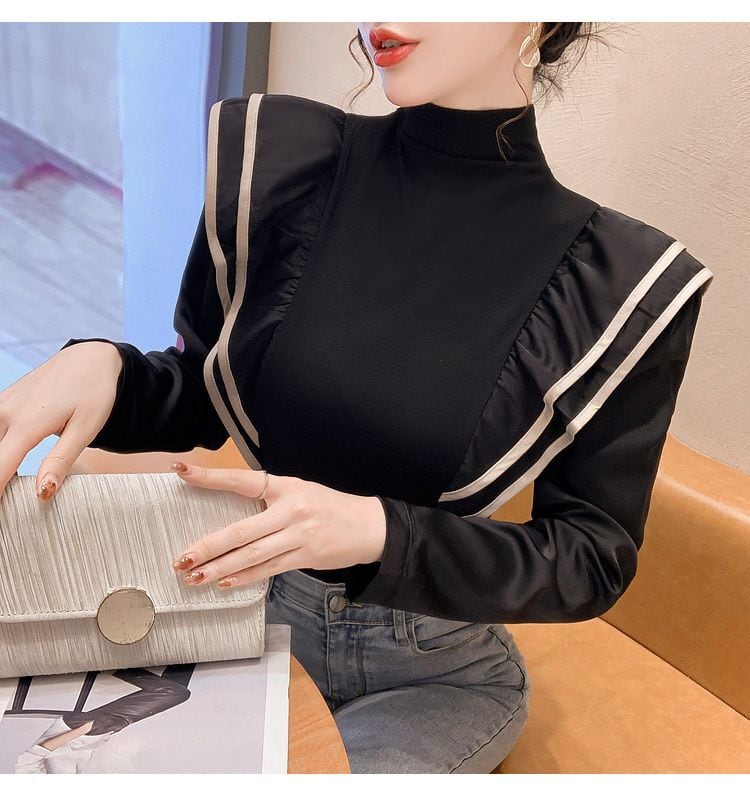 【tops】ハイネックフリルTシャツG20386