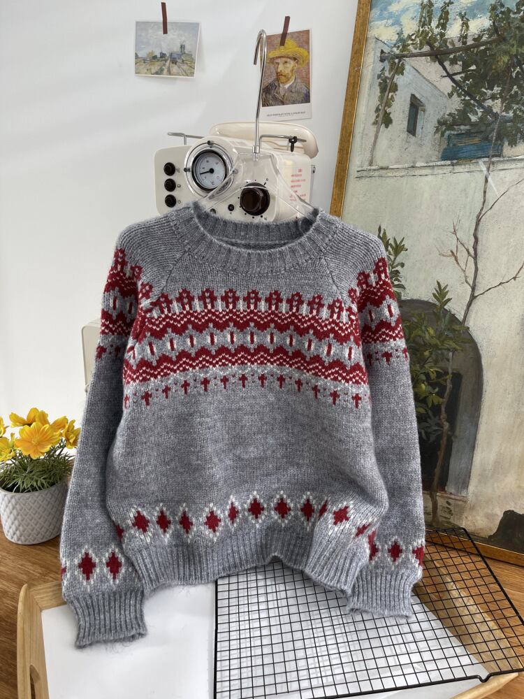 【tops】プリントニットセーター　M27509
