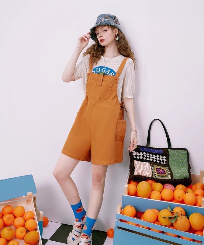 【bottoms】薄手デニムオーバーオールG20077