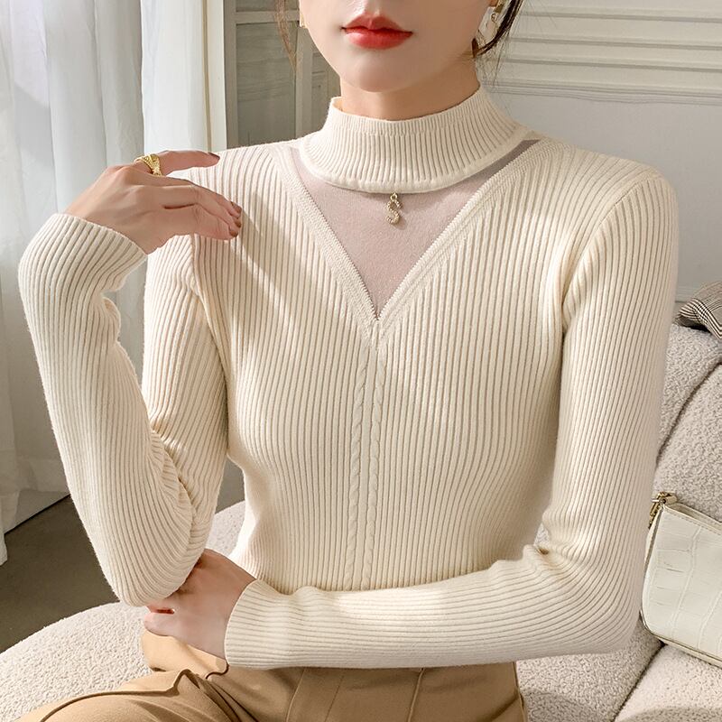 【tops】チュールドッキングニットトップス　M27180
