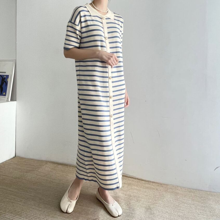 【dress】ストライプ柄ニットワンピース G20631