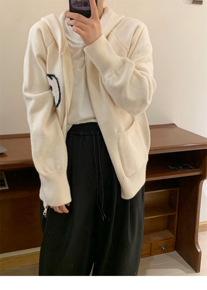 【outer】フード付きニットアウター　M18960