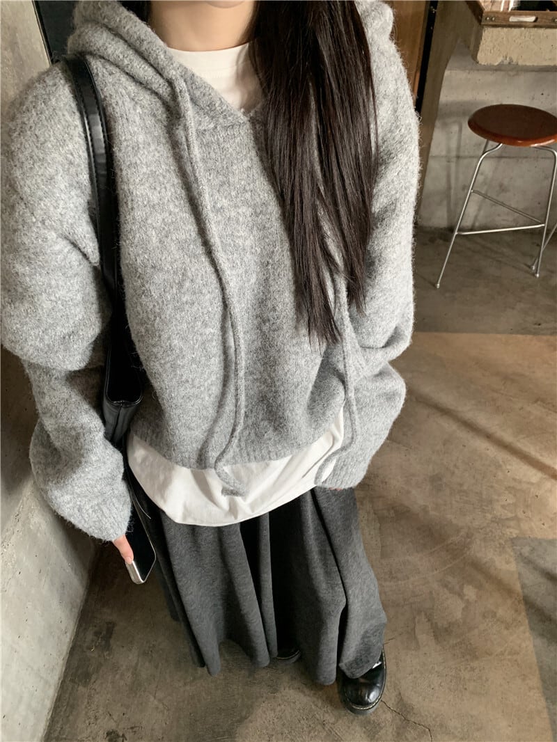 【tops】フード付きニットセーター　M26044