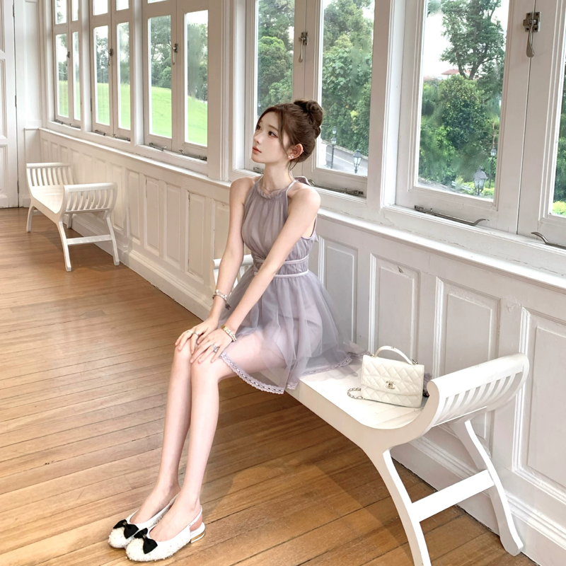 【dress】バックリボンチュールミニワンピース　M31380