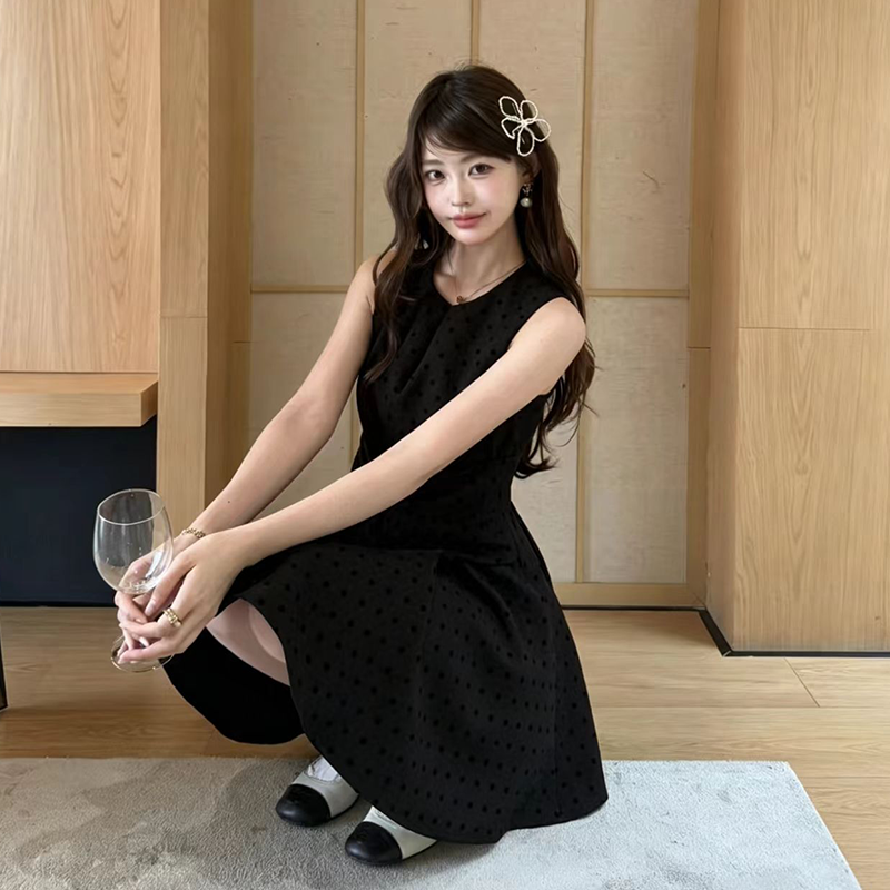 【dress】リボンドット柄ミニワンピース　N3586