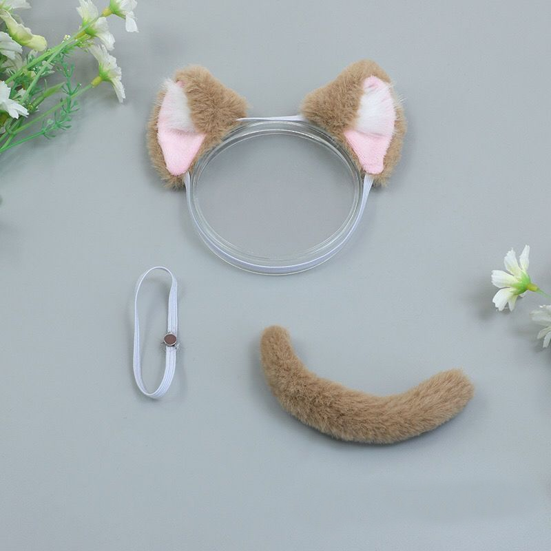 【GOODS】着せ替え  ぬいぐるみ服 猫耳としっぽ セット Q2559