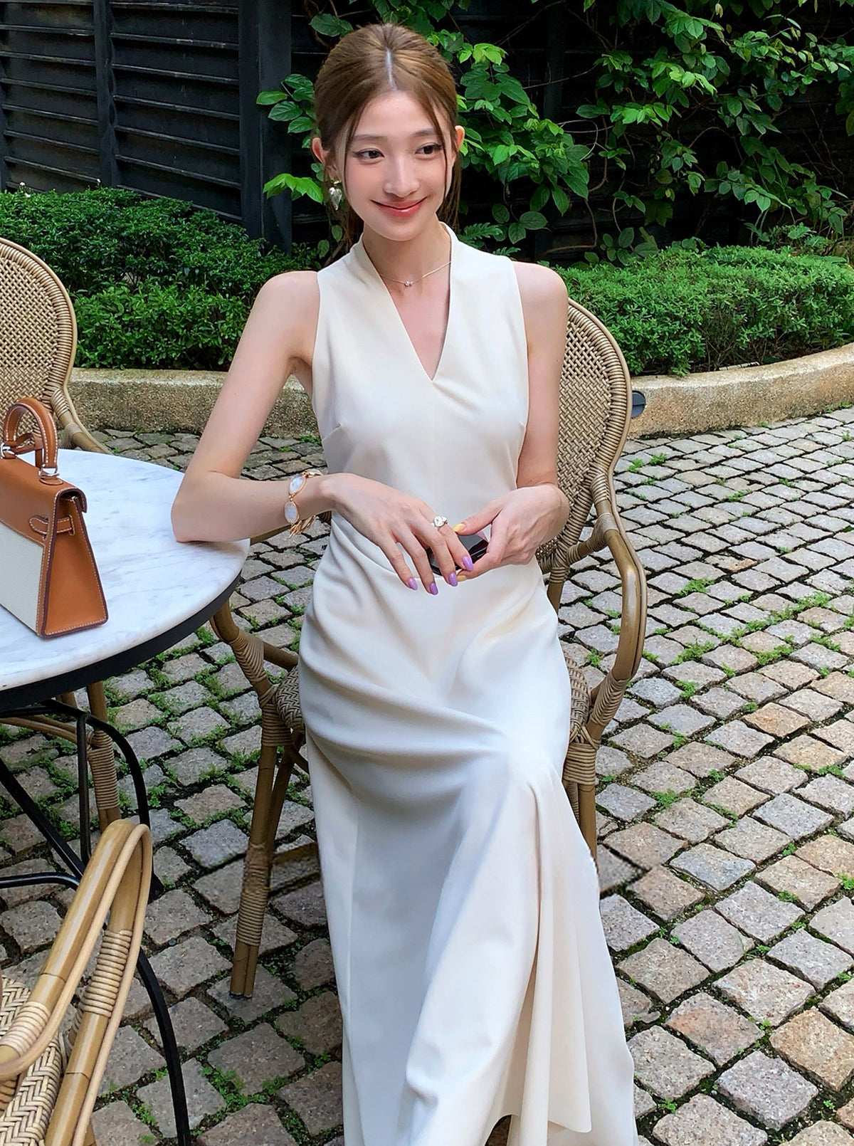 【dress】ノースリーブロングワンピース Q8931