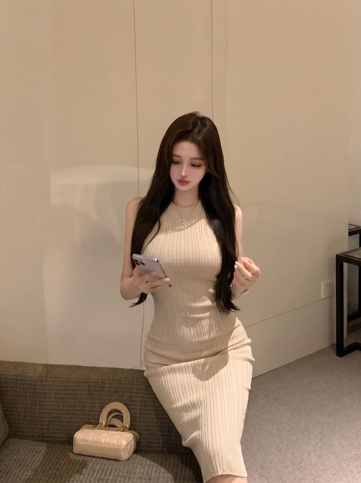 【dress】ニットベストワンピース Q8892