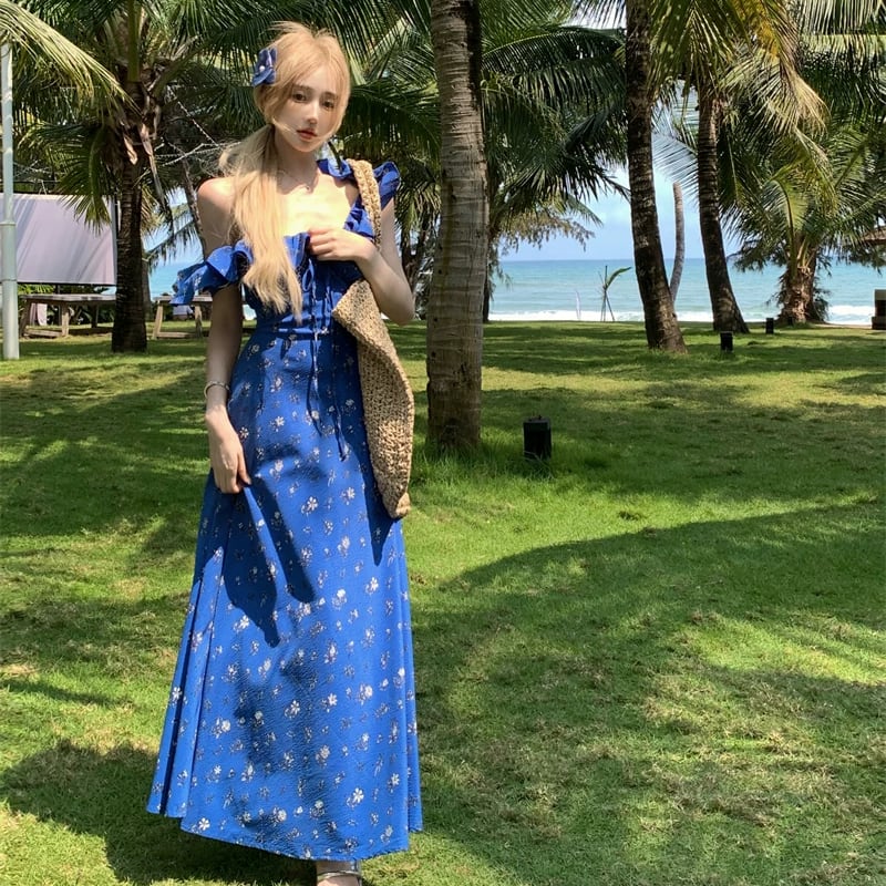 【dress】ギャザーフリルロングキャミワンピース Q8508