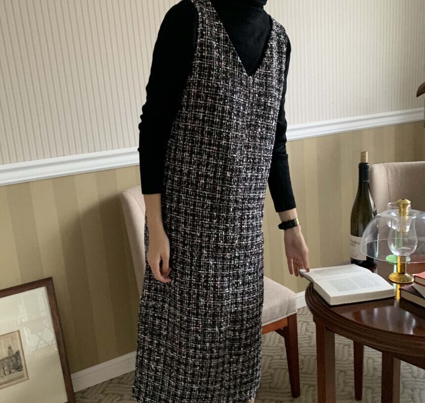 【dress】ツイードノースリーブワンピース　N2197