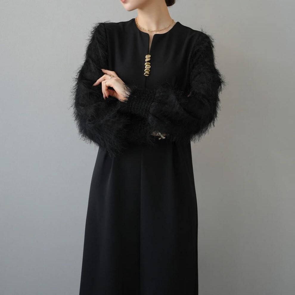 【dress】Ⅴネックドッキングワンピース　N2965