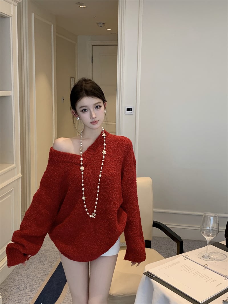 【tops】Vネックニットセーター　M28192