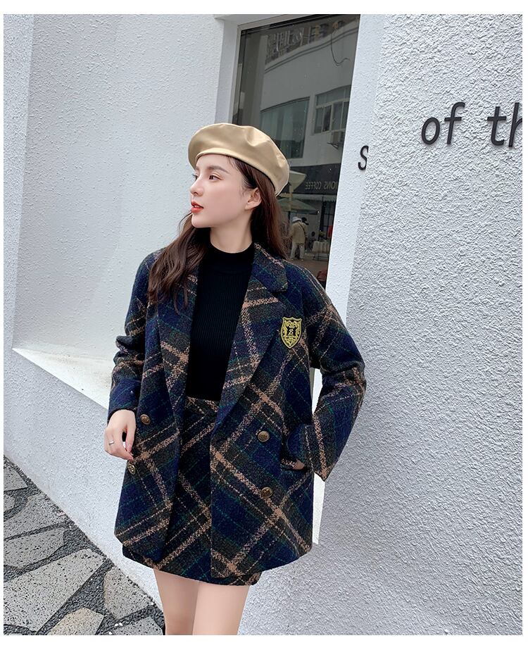 【set】ファッション!気質満点レトロオシャレスーツアウター+スカート２点セット G3586