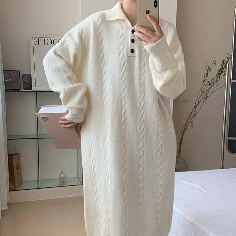 【dress】POLOネックニットワンピース　M18757